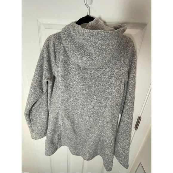 Lands’ End women’s fleece hooded medium tall gray 10-12 - Picture 2 of 6